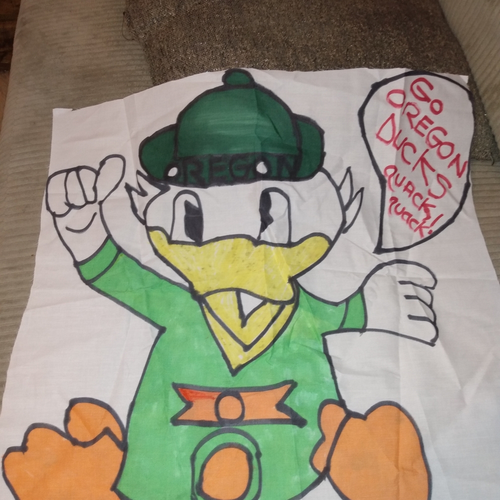 Oregon Ducks Cartoon On Pillow Or Wall Hanging